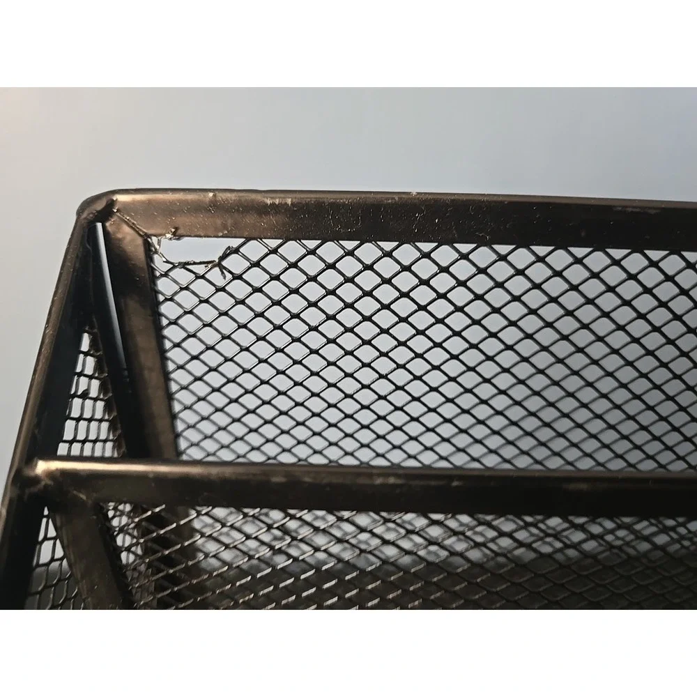 Three Section Tier Compartment Black Metal  Mesh Wire File Organizer‎